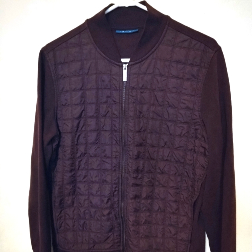 Perry Ellis Women's Burgundy Deep Wine Quilted Full Zip Jacket Size Medium